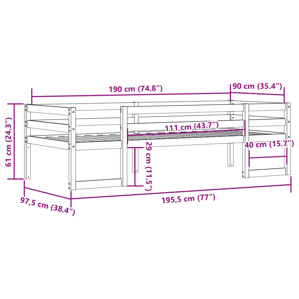 Kinderbedframe massief grenenhout wit 90x190 cm is nu te koop bij PeponiXL, paradijselijk wonen!