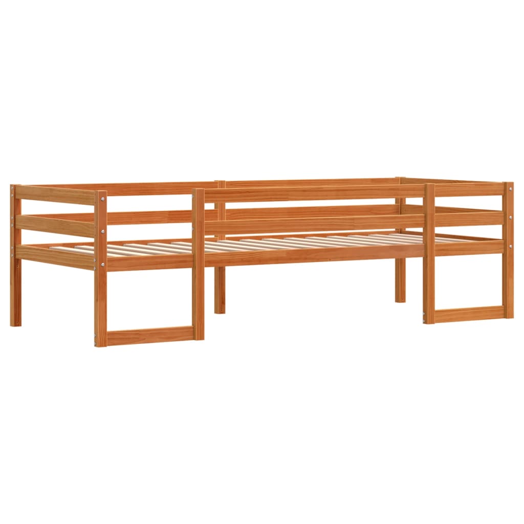 Kinderbedframe massief grenenhout wasbruin 75x190 cm is nu te koop bij PeponiXL, paradijselijk wonen!