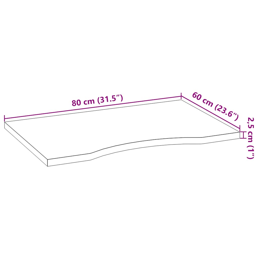 Bureaublad rechthoekig 80x60x2,5 cm onbehandeld eikenhout is nu te koop bij PeponiXL, paradijselijk wonen!