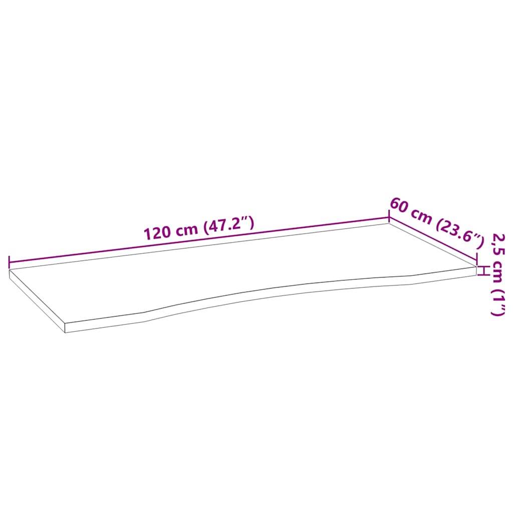 Bureaublad rechthoekig 120x60x2,5 cm onbehandeld eikenhout is nu te koop bij PeponiXL, paradijselijk wonen!