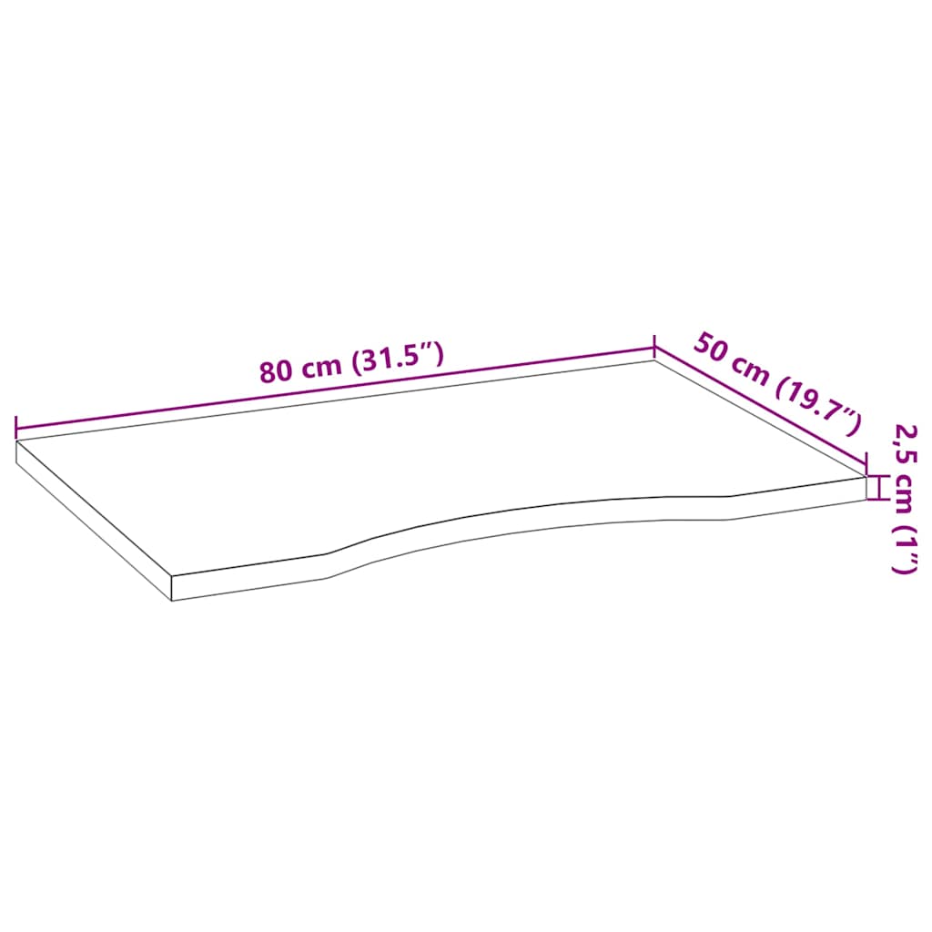 Bureaublad rechthoekig 80x50x2,5cm massief eikenhout lichtbruin is nu te koop bij PeponiXL, paradijselijk wonen!