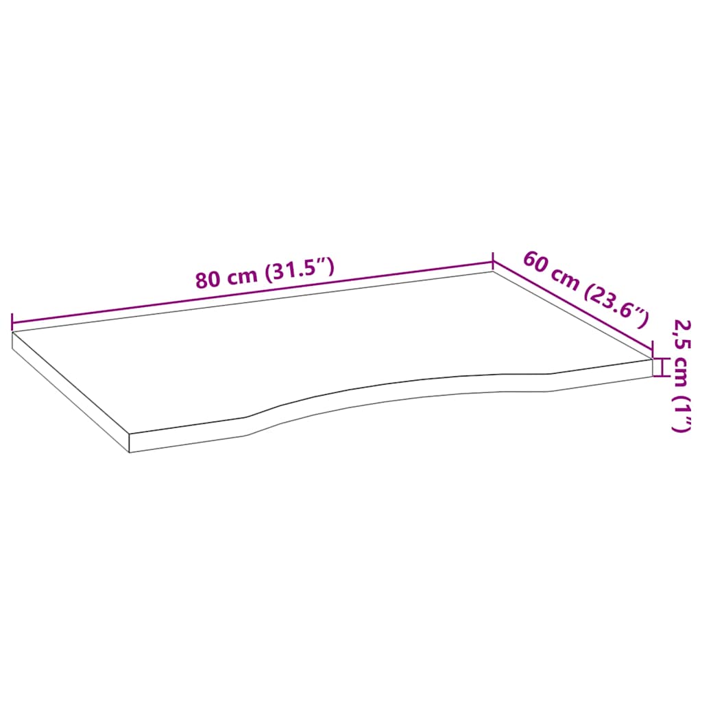 Bureaublad rechthoekig 80x60x2,5 cm eikenhout donkerbruin is nu te koop bij PeponiXL, paradijselijk wonen!