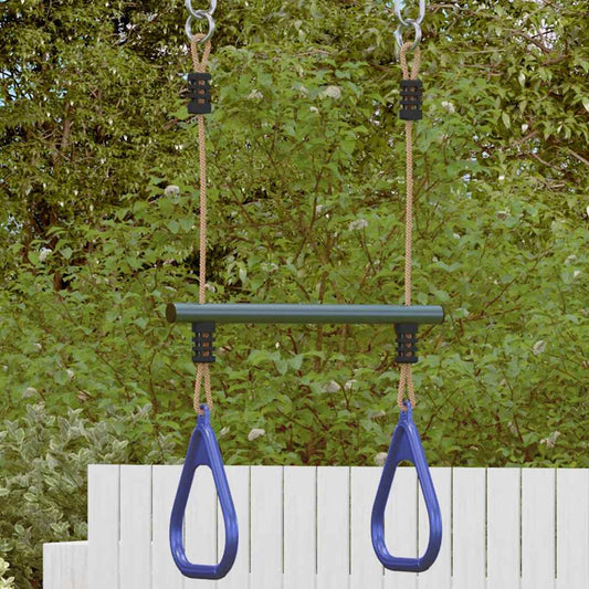 Trapezestang en ringen voor kinderen staal blauw en donkergroen is nu te koop bij PeponiXL, paradijselijk wonen!