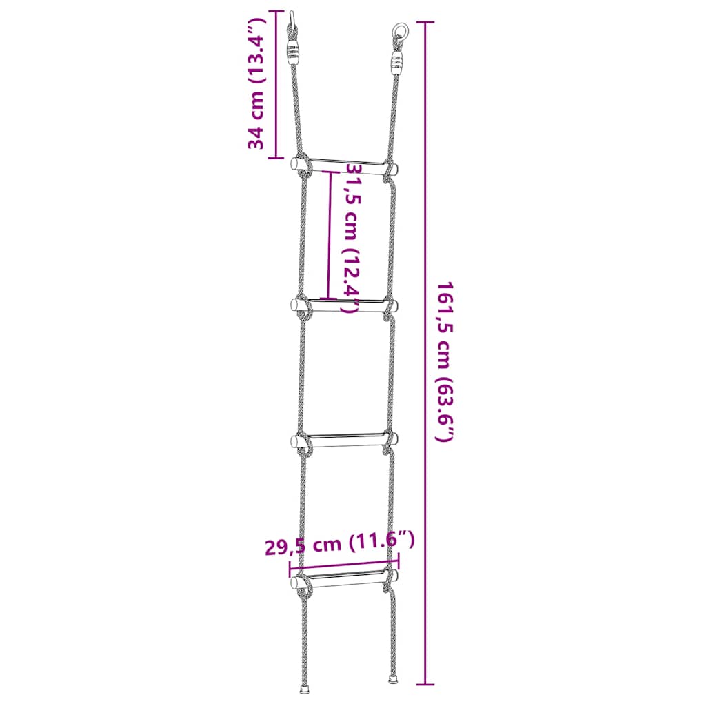 Touwladder voor kinderen met 4 sporten meerkleurig is nu te koop bij PeponiXL, paradijselijk wonen!