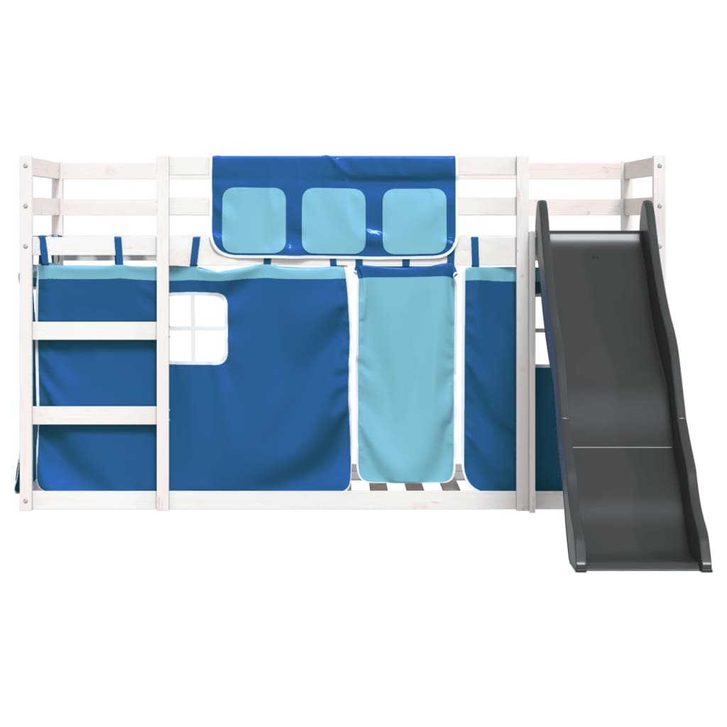 Stapelbed met glijbaan en gordijnen blauw 90x200 cm is nu te koop bij PeponiXL, paradijselijk wonen!