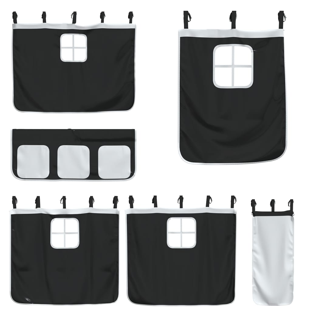 Stapelbed met glijbaan en gordijnen wit en zwart 80x200 cm is nu te koop bij PeponiXL, paradijselijk wonen!