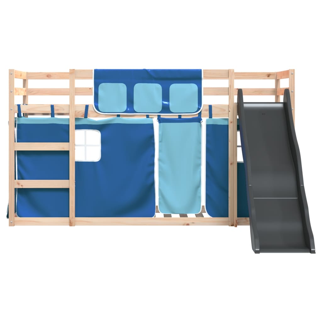 Stapelbed met glijbaan en gordijnen blauw 80x200 cm is nu te koop bij PeponiXL, paradijselijk wonen!