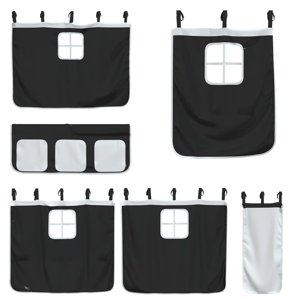 Stapelbed met glijbaan en gordijnen wit en zwart 80x200 cm is nu te koop bij PeponiXL, paradijselijk wonen!