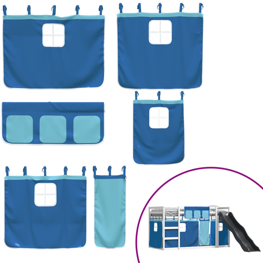 Stapelbed met glijbaan en gordijnen blauw 80x200 cm is nu te koop bij PeponiXL, paradijselijk wonen!