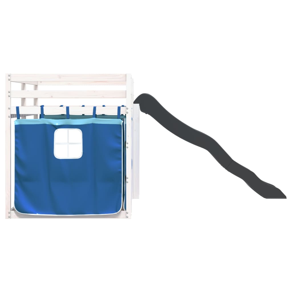 Stapelbed met glijbaan en gordijnen blauw 80x200 cm is nu te koop bij PeponiXL, paradijselijk wonen!