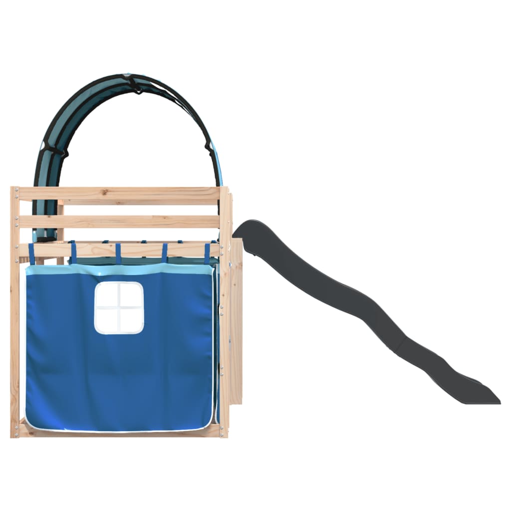 Stapelbed met glijbaan en gordijnen blauw 90x200 cm is nu te koop bij PeponiXL, paradijselijk wonen!