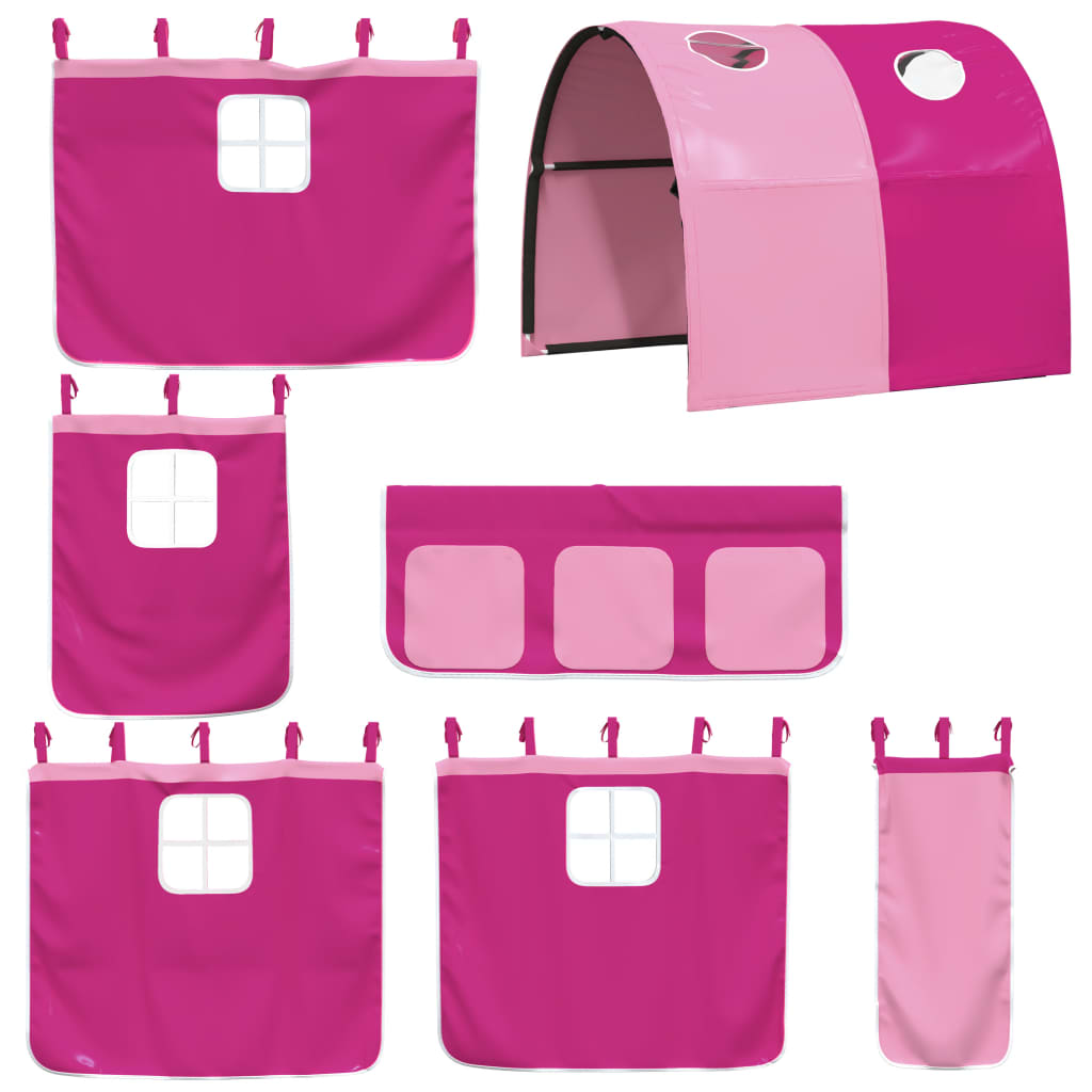 Stapelbed met glijbaan en gordijnen roze 90x190 cm is nu te koop bij PeponiXL, paradijselijk wonen!