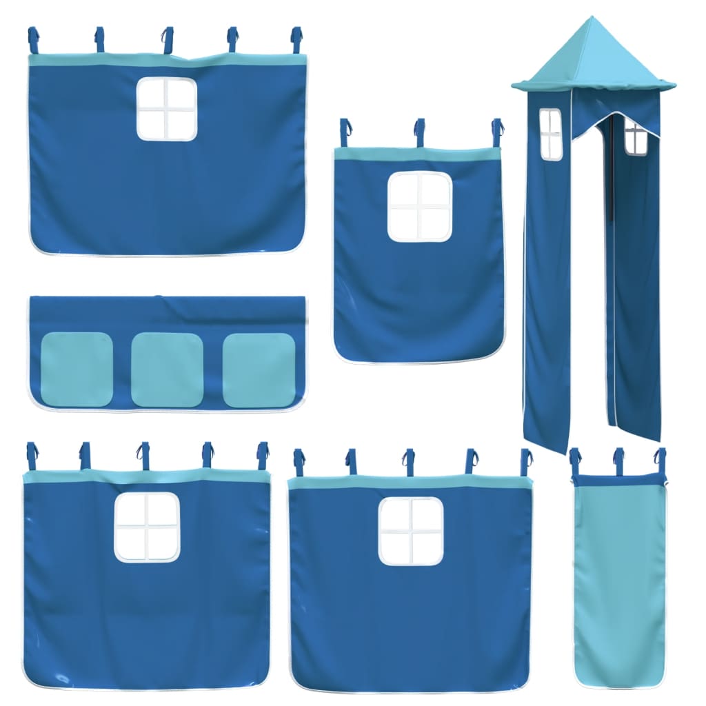 Stapelbed met glijbaan en gordijnen blauw 90x190 cm is nu te koop bij PeponiXL, paradijselijk wonen!