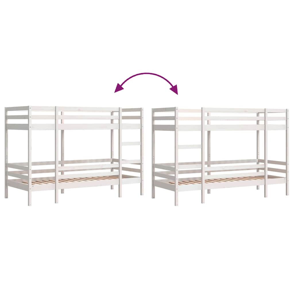 Stapelbed massief grenenhout wit 90x200 cm is nu te koop bij PeponiXL, paradijselijk wonen!