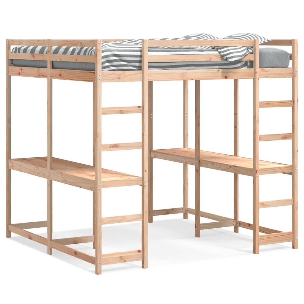 Hoogslaper met bureau en ladder massief grenenhout 180x200 cm is nu te koop bij PeponiXL, paradijselijk wonen!