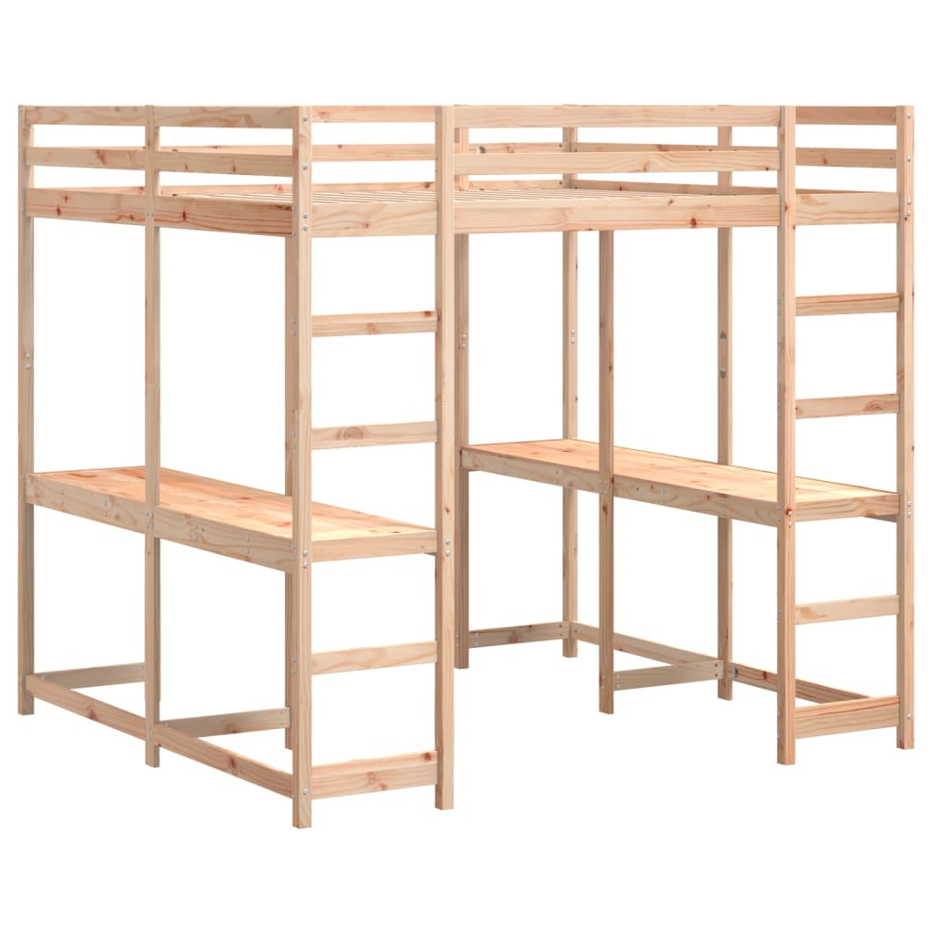 Hoogslaper met bureau en ladder massief grenenhout 180x200 cm is nu te koop bij PeponiXL, paradijselijk wonen!