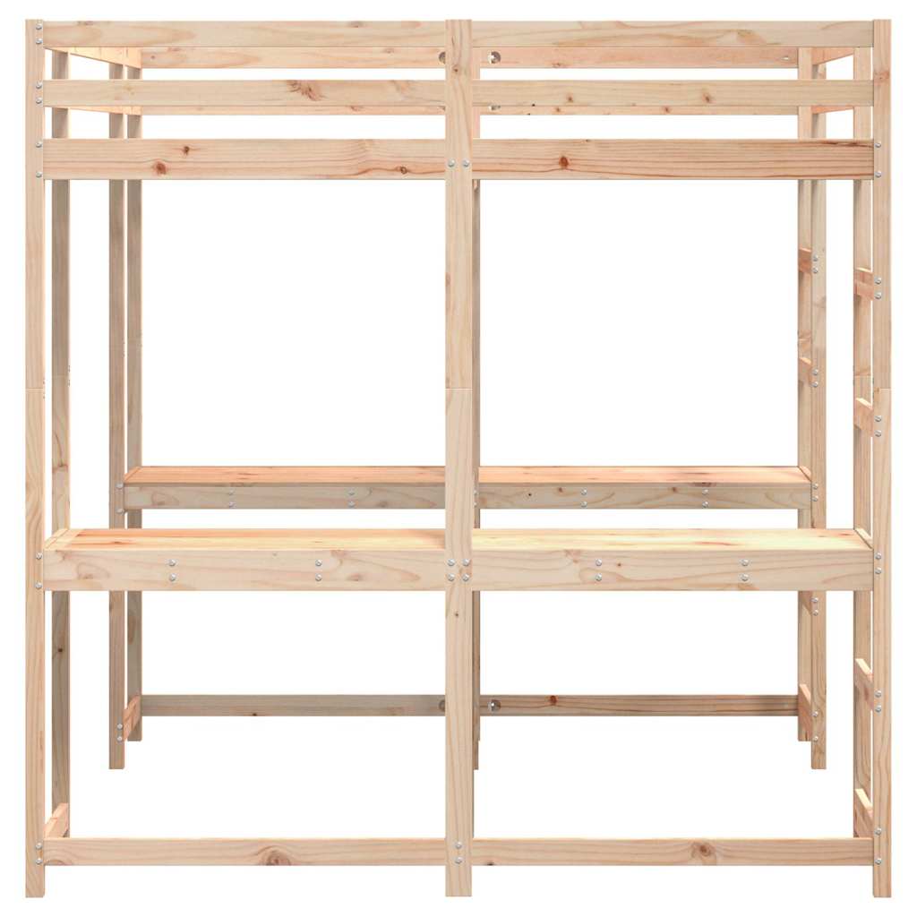 Hoogslaper met bureau en ladder massief grenenhout 180x200 cm is nu te koop bij PeponiXL, paradijselijk wonen!
