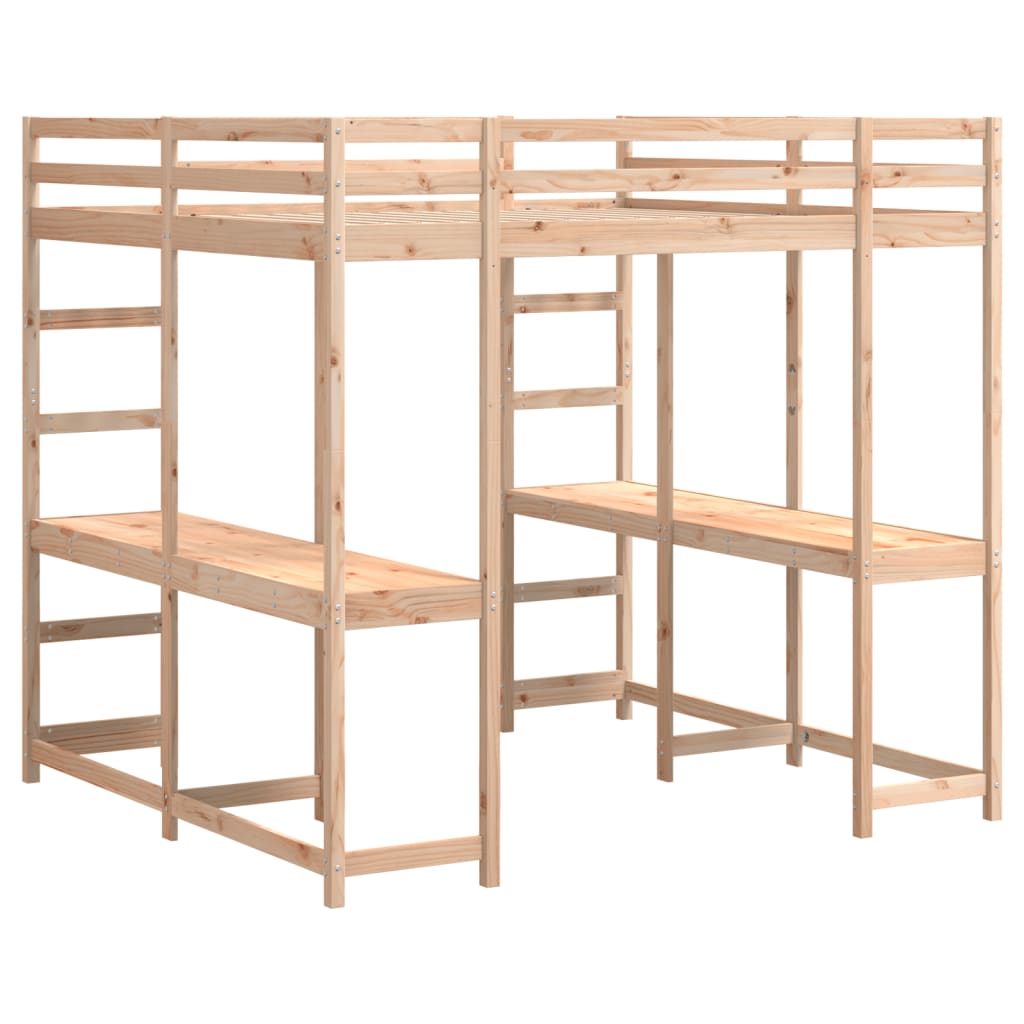 Hoogslaper met bureau en ladder massief grenenhout 180x200 cm is nu te koop bij PeponiXL, paradijselijk wonen!