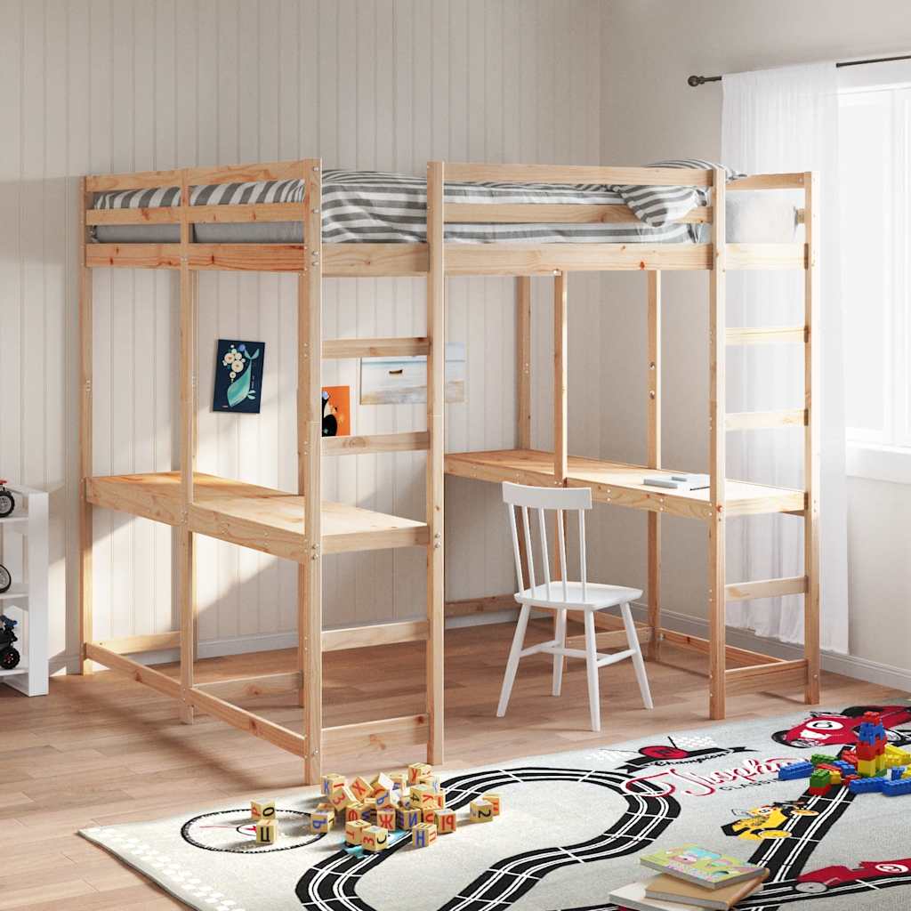 Hoogslaper met bureau en ladder massief grenenhout 180x200 cm is nu te koop bij PeponiXL, paradijselijk wonen!