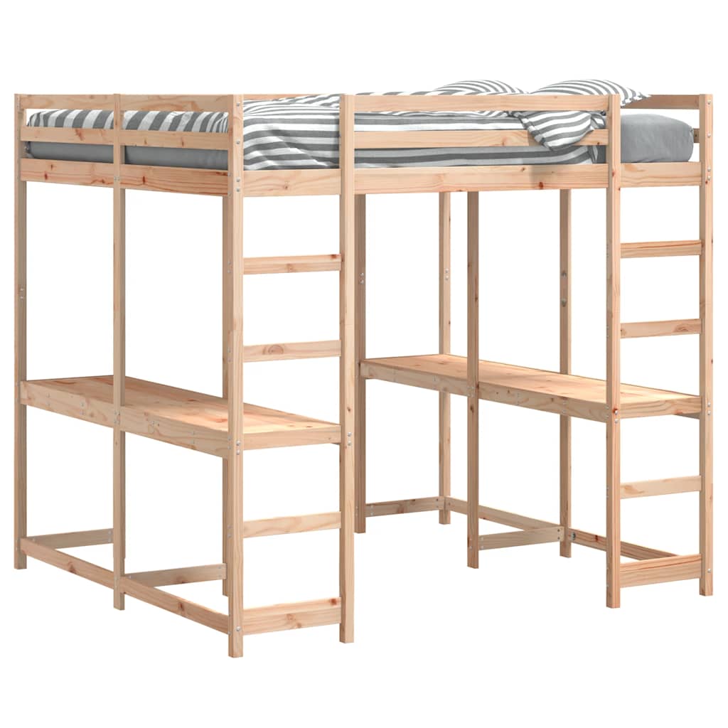 Hoogslaper met bureau en ladder massief grenenhout 160x200 cm is nu te koop bij PeponiXL, paradijselijk wonen!