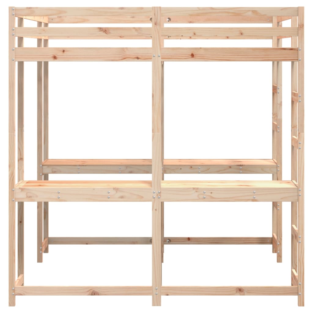 Hoogslaper met bureau en ladder massief grenenhout 160x200 cm is nu te koop bij PeponiXL, paradijselijk wonen!