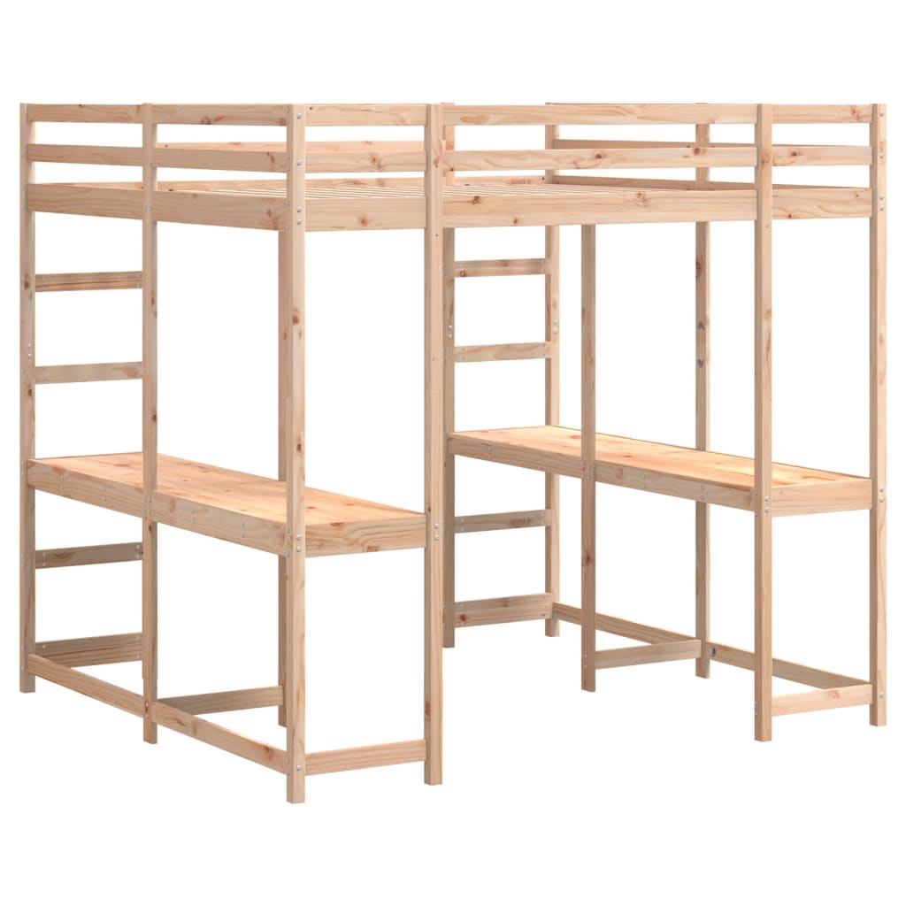Hoogslaper met bureau en ladder massief grenenhout 160x200 cm is nu te koop bij PeponiXL, paradijselijk wonen!