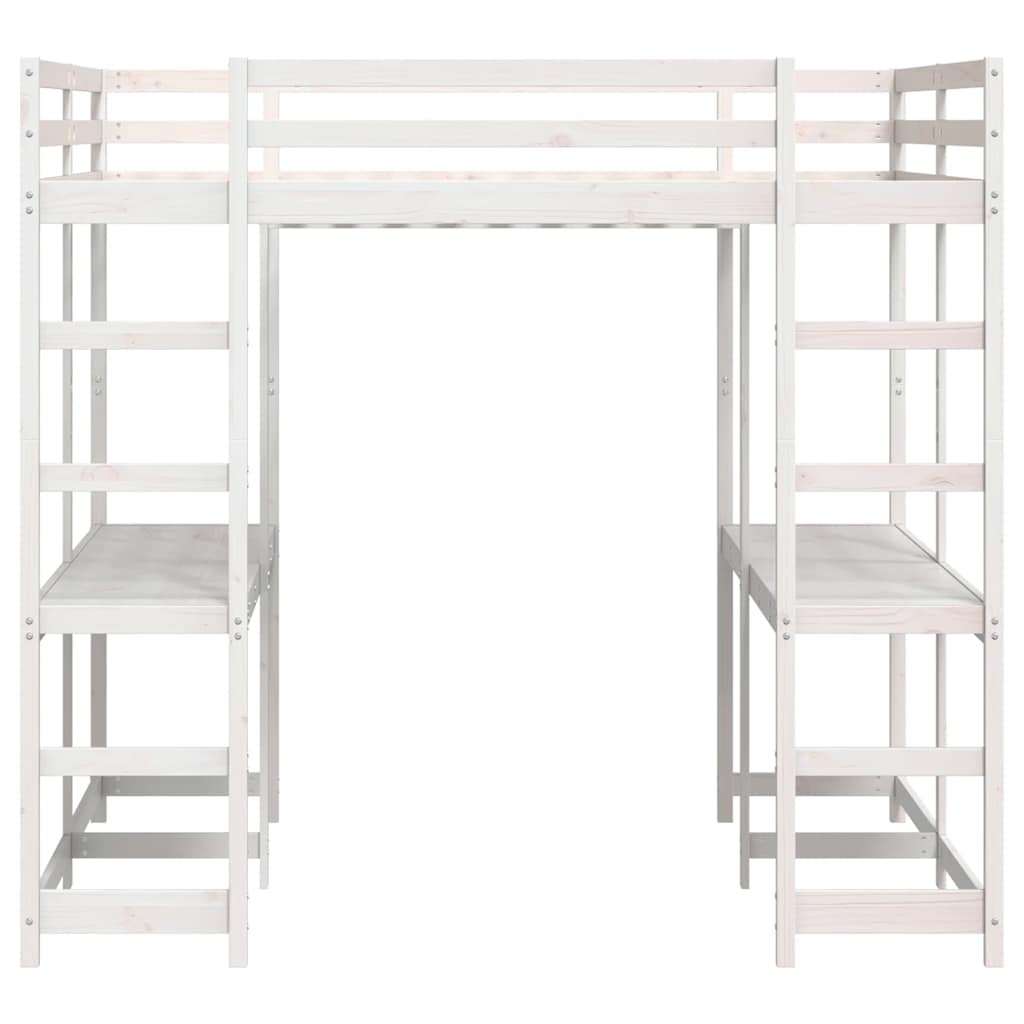 Hoogslaper met bureau en ladder grenenhout wit 160x200 cm is nu te koop bij PeponiXL, paradijselijk wonen!