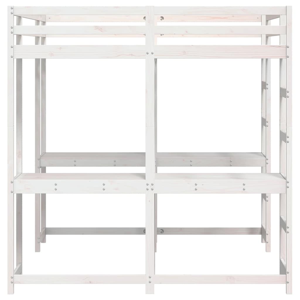 Hoogslaper met bureau en ladder grenenhout wit 160x200 cm is nu te koop bij PeponiXL, paradijselijk wonen!