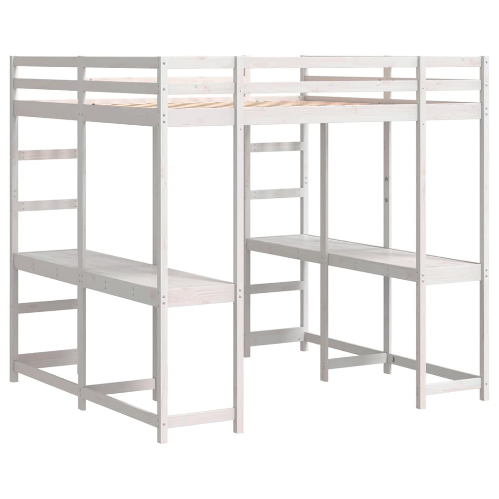 Hoogslaper met bureau en ladder grenenhout wit 160x200 cm is nu te koop bij PeponiXL, paradijselijk wonen!