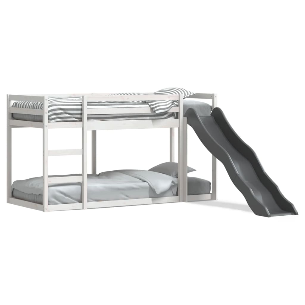 Stapelbed met glijbaan en ladder grenenhout wit 90x190 cm is nu te koop bij PeponiXL, paradijselijk wonen!