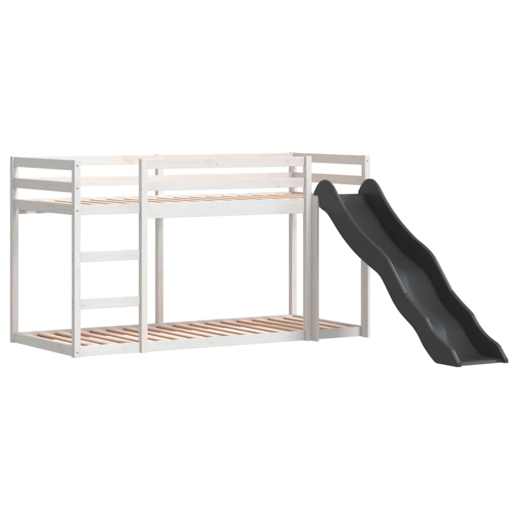 Stapelbed met glijbaan en ladder grenenhout wit 90x190 cm is nu te koop bij PeponiXL, paradijselijk wonen!