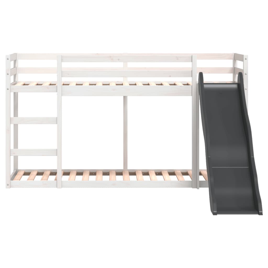 Stapelbed met glijbaan en ladder grenenhout wit 90x190 cm is nu te koop bij PeponiXL, paradijselijk wonen!