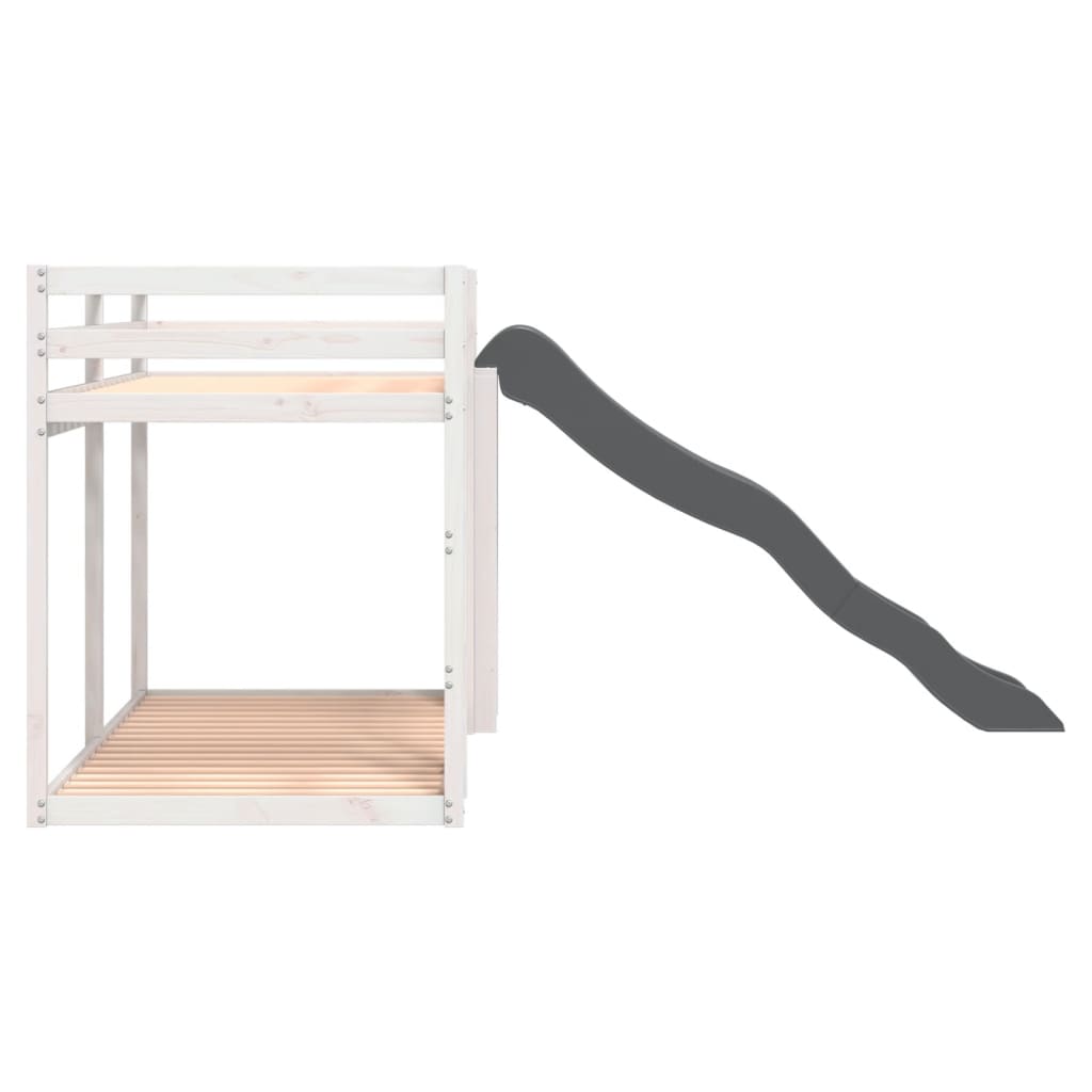 Stapelbed met glijbaan en ladder grenenhout wit 90x190 cm is nu te koop bij PeponiXL, paradijselijk wonen!