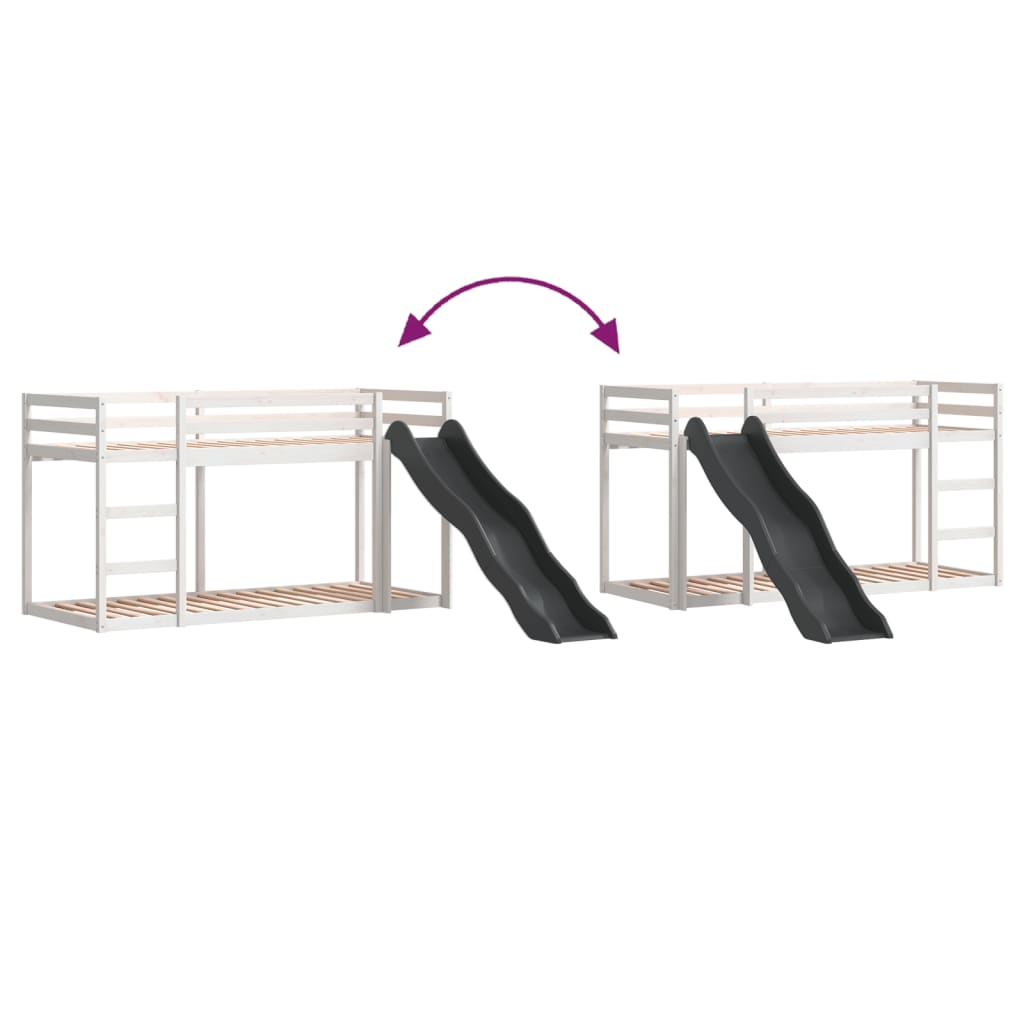 Stapelbed met glijbaan en ladder grenenhout wit 90x190 cm is nu te koop bij PeponiXL, paradijselijk wonen!