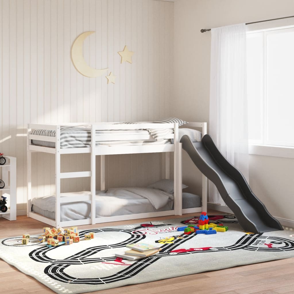 Stapelbed met glijbaan en ladder grenenhout wit 90x190 cm is nu te koop bij PeponiXL, paradijselijk wonen!