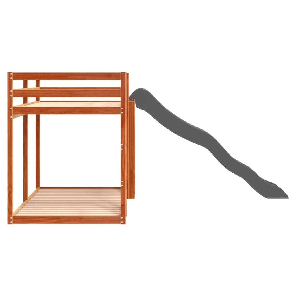 Stapelbed met glijbaan en ladder grenenhout wasbruin 75x190 cm is nu te koop bij PeponiXL, paradijselijk wonen!