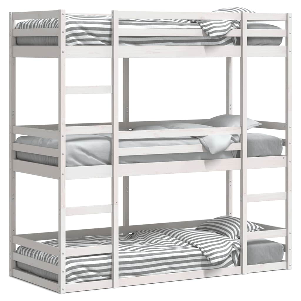 Stapelbed 3-persoons massief grenenhout wit 90x200 cm is nu te koop bij PeponiXL, paradijselijk wonen!