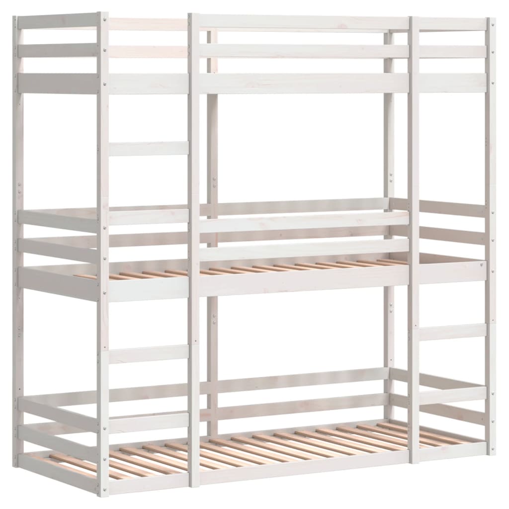 Stapelbed 3-persoons massief grenenhout wit 90x200 cm is nu te koop bij PeponiXL, paradijselijk wonen!
