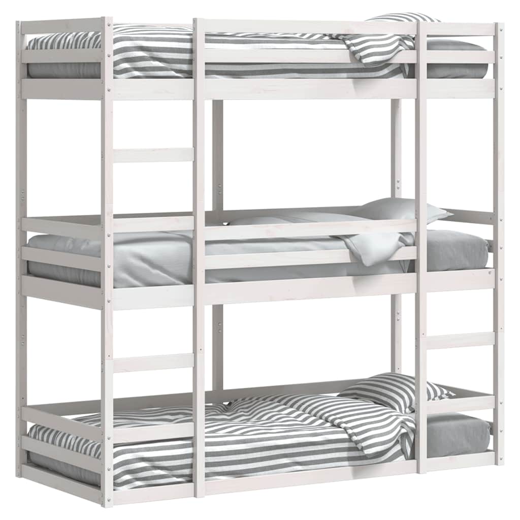 Stapelbed 3-persoons massief grenenhout wit 90x200 cm is nu te koop bij PeponiXL, paradijselijk wonen!