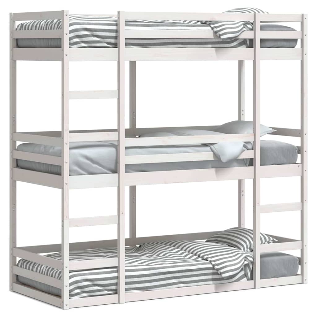 Stapelbed 3-persoons massief grenenhout wit 90x190 cm is nu te koop bij PeponiXL, paradijselijk wonen!