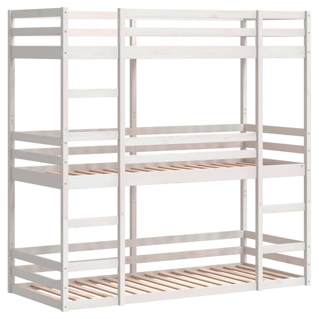 Stapelbed 3-persoons massief grenenhout wit 90x190 cm is nu te koop bij PeponiXL, paradijselijk wonen!