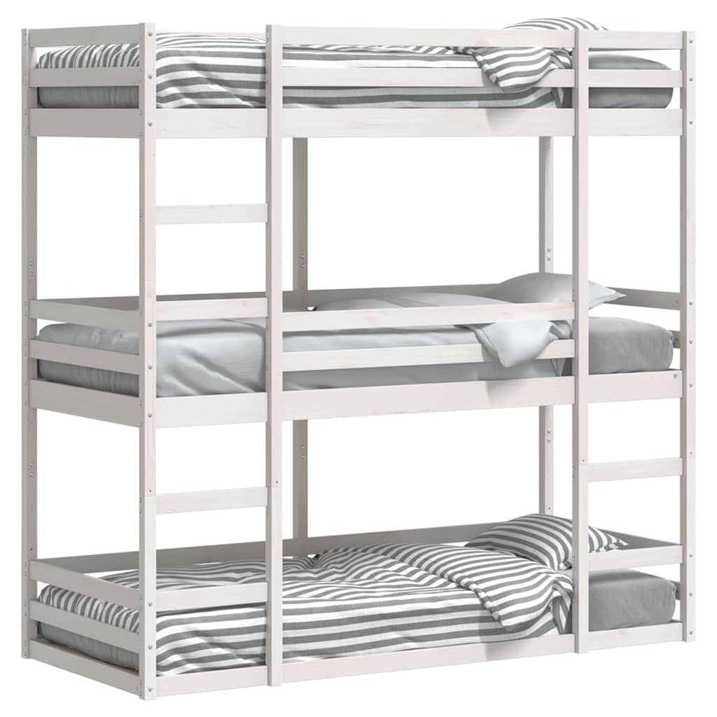 Stapelbed 3-persoons massief grenenhout wit 90x190 cm is nu te koop bij PeponiXL, paradijselijk wonen!