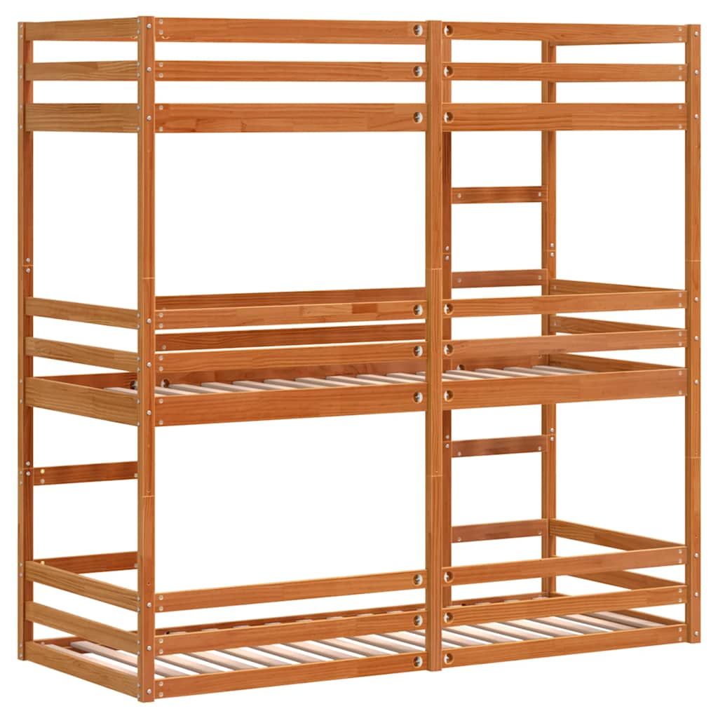 Stapelbed 3-persoons massief grenenhout wasbruin 90x190 cm is nu te koop bij PeponiXL, paradijselijk wonen!