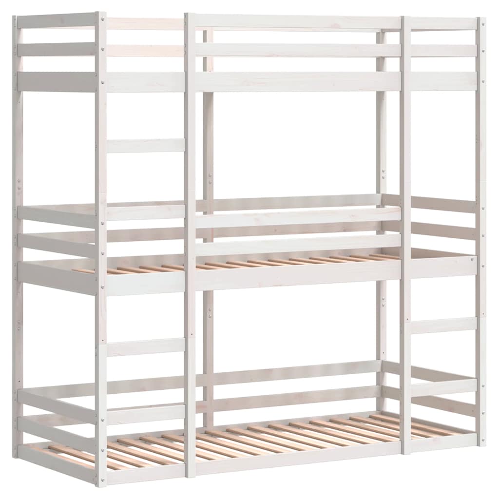 Stapelbed 3-persoons massief grenenhout wit 75x190 cm is nu te koop bij PeponiXL, paradijselijk wonen!