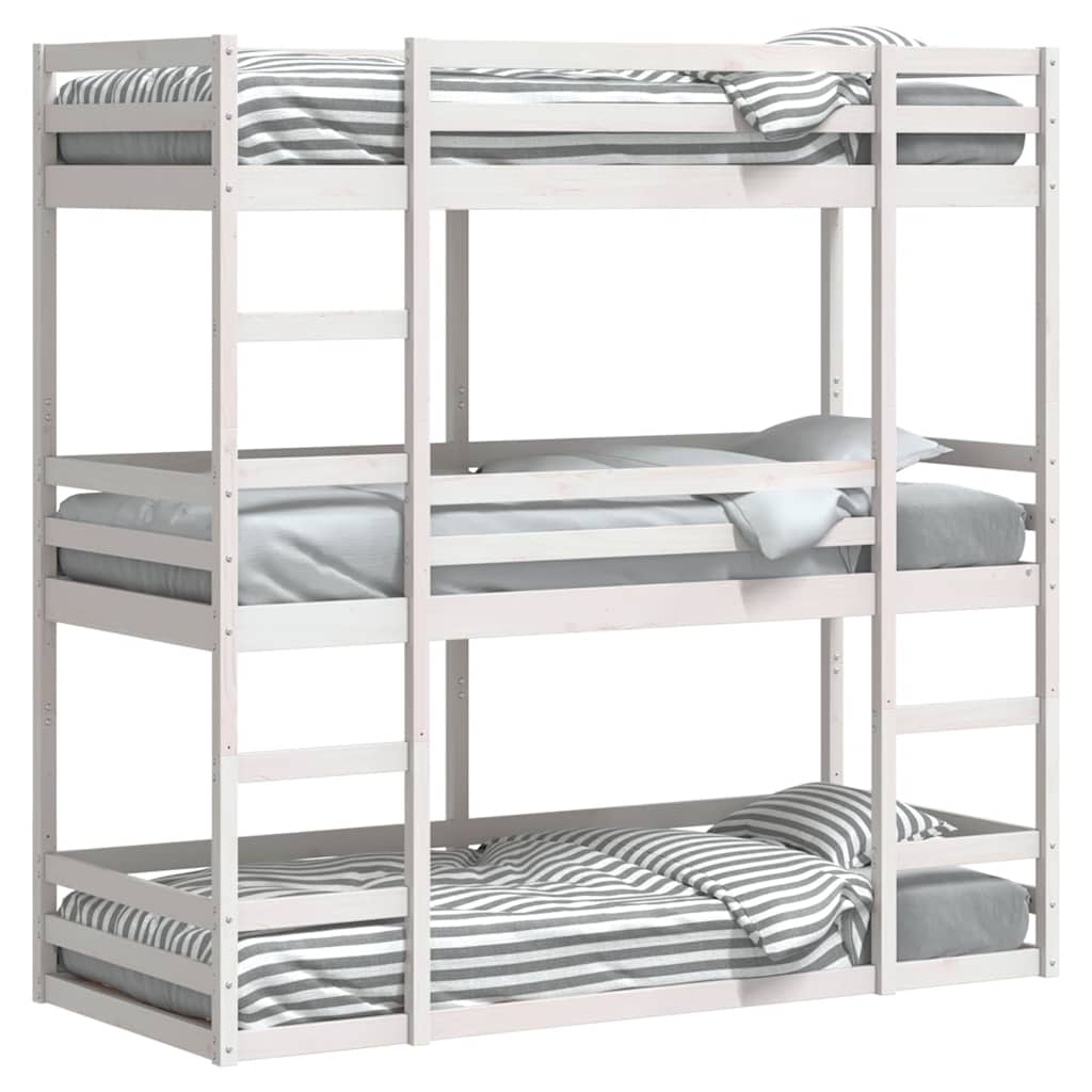 Stapelbed 3-persoons massief grenenhout wit 75x190 cm is nu te koop bij PeponiXL, paradijselijk wonen!