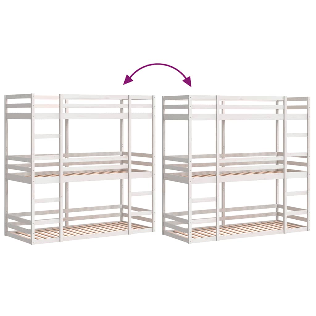 Stapelbed 3-persoons massief grenenhout wit 75x190 cm is nu te koop bij PeponiXL, paradijselijk wonen!