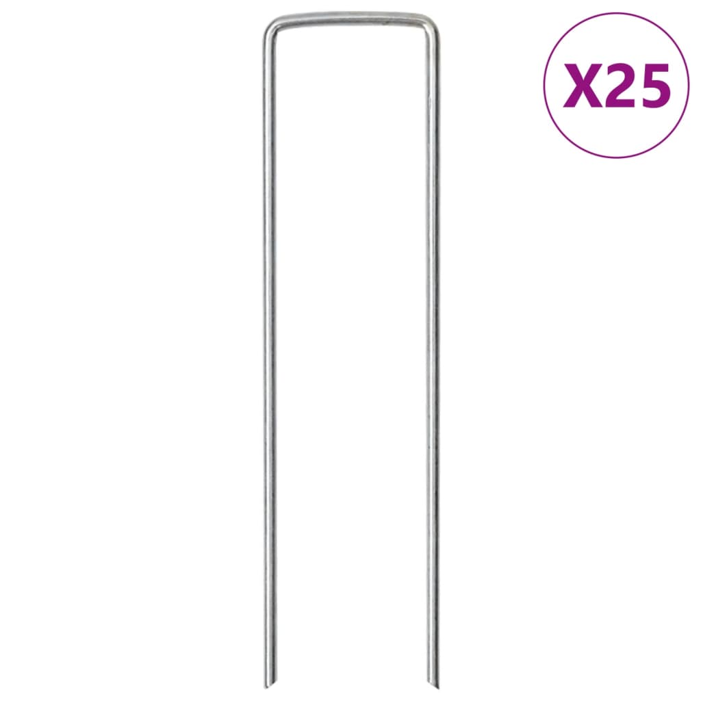 Grondharingen 25 st U-vormig 15x3,5 cm gegalvaniseerd staal is nu te koop bij PeponiXL, paradijselijk wonen!