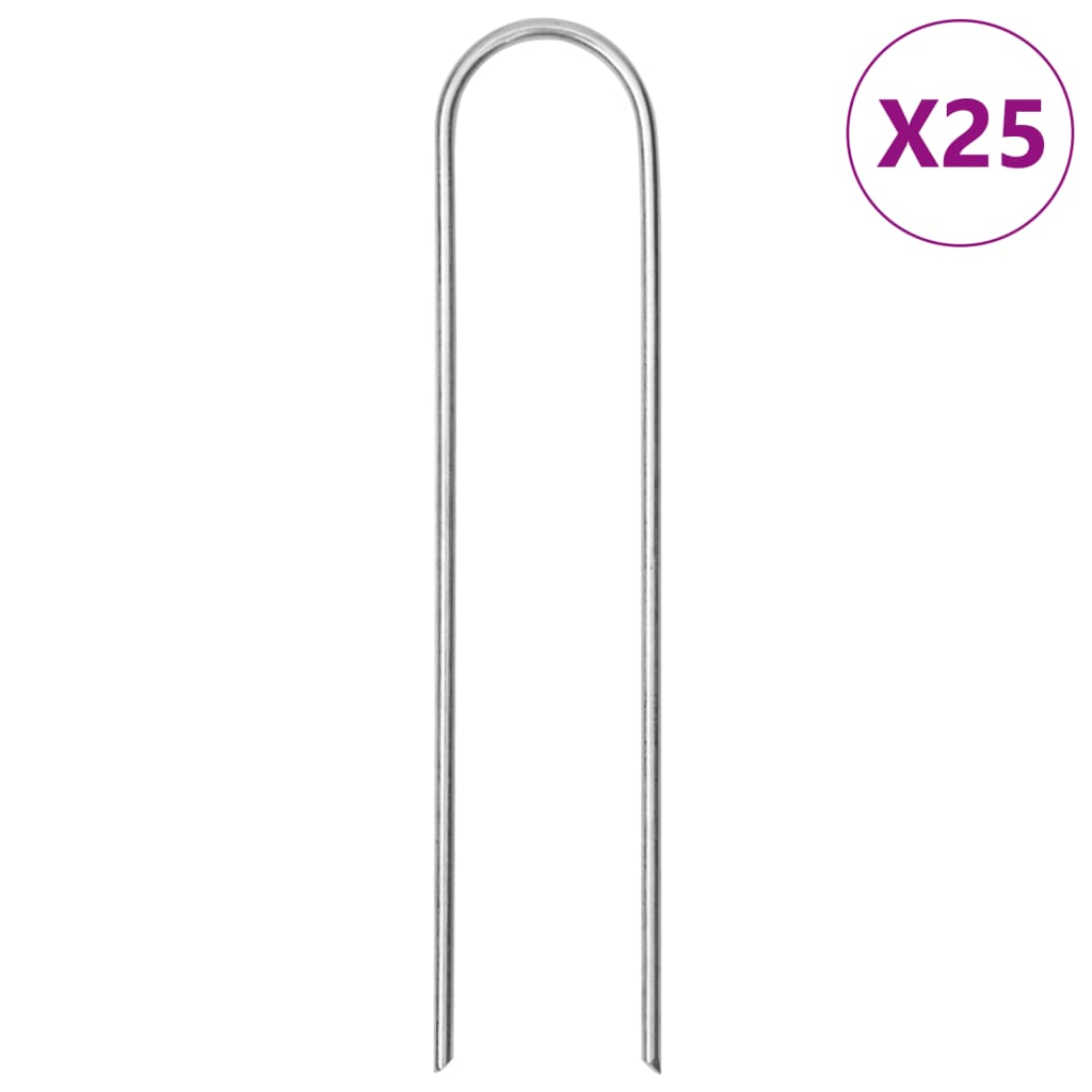 Grondharingen 25 st U-vormig 15x3,5 cm gegalvaniseerd staal is nu te koop bij PeponiXL, paradijselijk wonen!