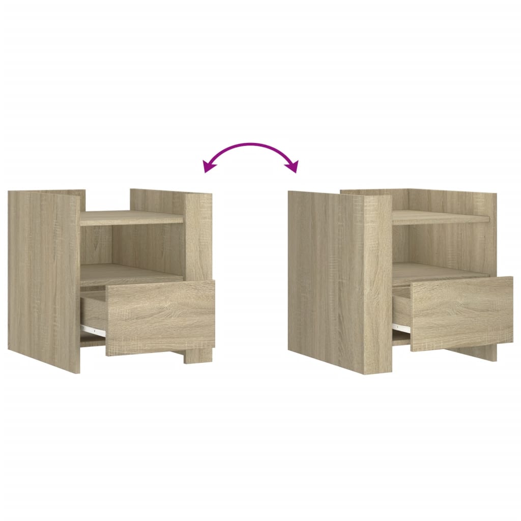 Nachtkastje 45x50x50 cm bewerkt hout sonoma eikenkleurig is nu te koop bij PeponiXL, paradijselijk wonen!