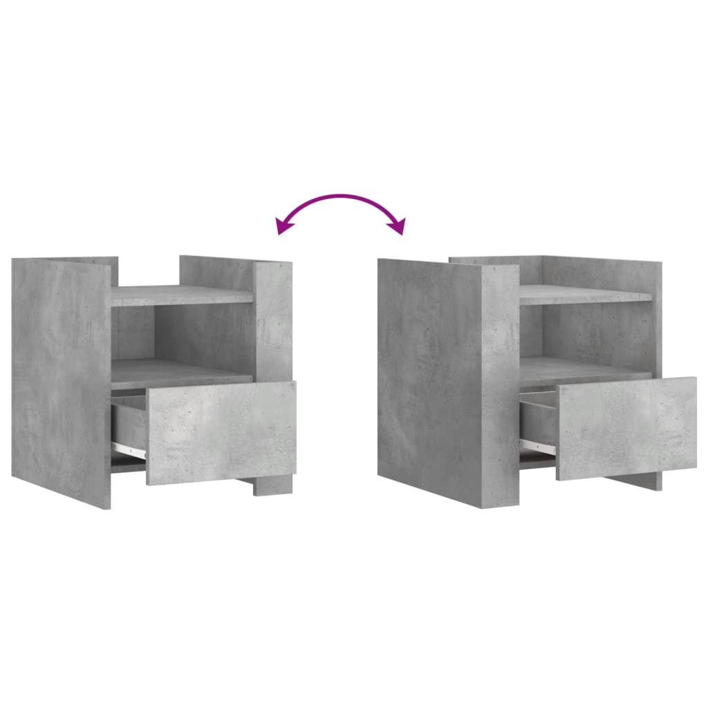 Nachtkastje 45x50x50 cm bewerkt hout betongrijs is nu te koop bij PeponiXL, paradijselijk wonen!